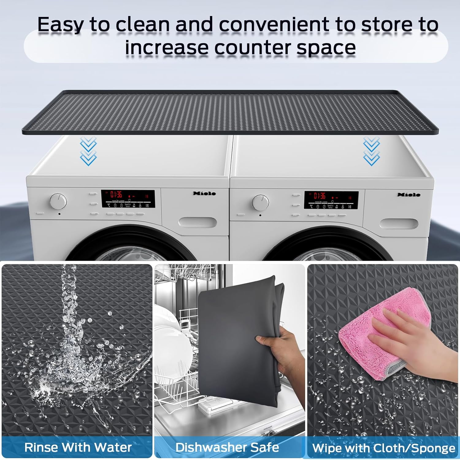 54" x 27.5" Washer and Dryer Covers for the Top，Waterproof and non-slip Washing Machine Cover，Applies to Kitchen、laundry room organization，Washer Dryer Countertop. (Gray)
