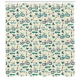 thumbnail image 3 of Ambesonne Sport Shower Curtain, Wheeled Activity Design, 69"Wx70"L, Blue Coral Beige, 3 of 3