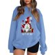 thumbnail image 1 of Women's Casual Red Sweatshirt with Cute Gnome and 'Let It Be' Print Cozy Long Sleeve Pullover for All Seasons, 1 of 4