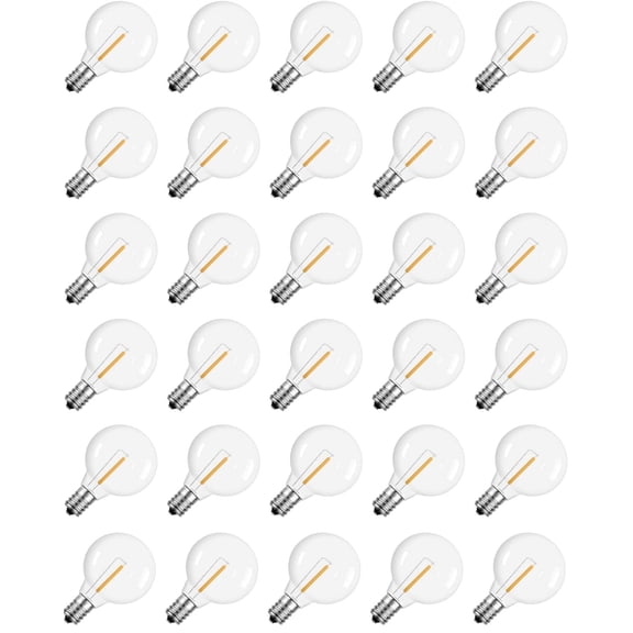 30PCS G40 1W E12 2200K Replacement Light Bulbs, for Indoor Outdoor String Lights, Patio Porch Garden Decor, 1.5 Inch Dimmable Edison Light Bulbs, Warm White