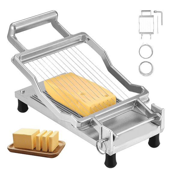 Cheese Cutter with Wire, 0.2" Ultra-Thin Cheese Slicer for Bread & Butter, Stainless Steel Cheese Cutting Machine, Adjustable Food Slicer
