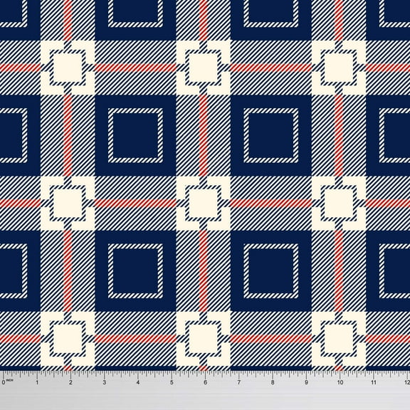 Soimoi 42 Inches Wide Viscose Chiffon Fabric Check Printed 55 GSM By The Yard - Blue