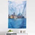 thumbnail image 1 of New York City Tapestry, Manhattan Skyline New York Sunshine USA Clear Sky Tower Skyscraper Photography, Fabric Wall Hanging Decor for Bedroom Living Room Dorm, 5 Sizes, Blue Grey, by Ambesonne, 1 of 1