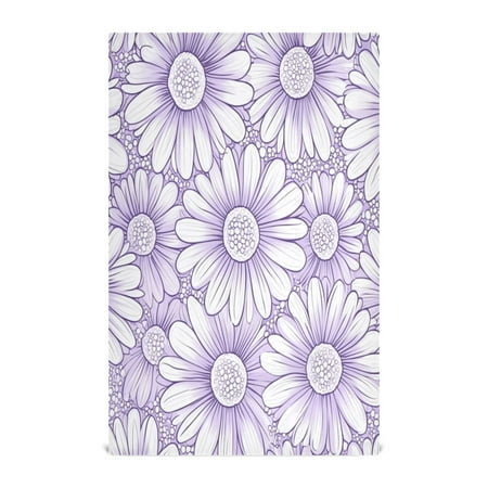 

WOBOGO A Pattern with Pale Purple Daisies Kitchen Towel 4 Piece Large Cotton Dishcloth Premium Absorbency Set with Hanging Loop