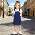thumbnail image 2 of FYDUU Girls Dresses Solid Color Sleeveless Casual Overalls Dress Everyday School Outfits Kids Adjustable Strap Suspenders Dress 10-11 Years, 2 of 4