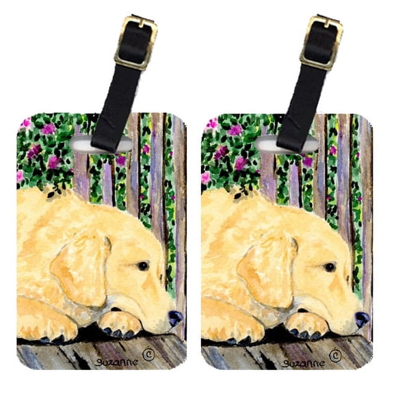 Pair of 2 Golden Retriever Luggage Tags