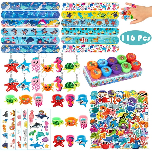 Sytle-Carry 116 Pcs Party Favors for Kids Sea Animal Party Favors Birthday Party Supplies Carnival Prizes Prize Box Gift Goodie Bag Fillers