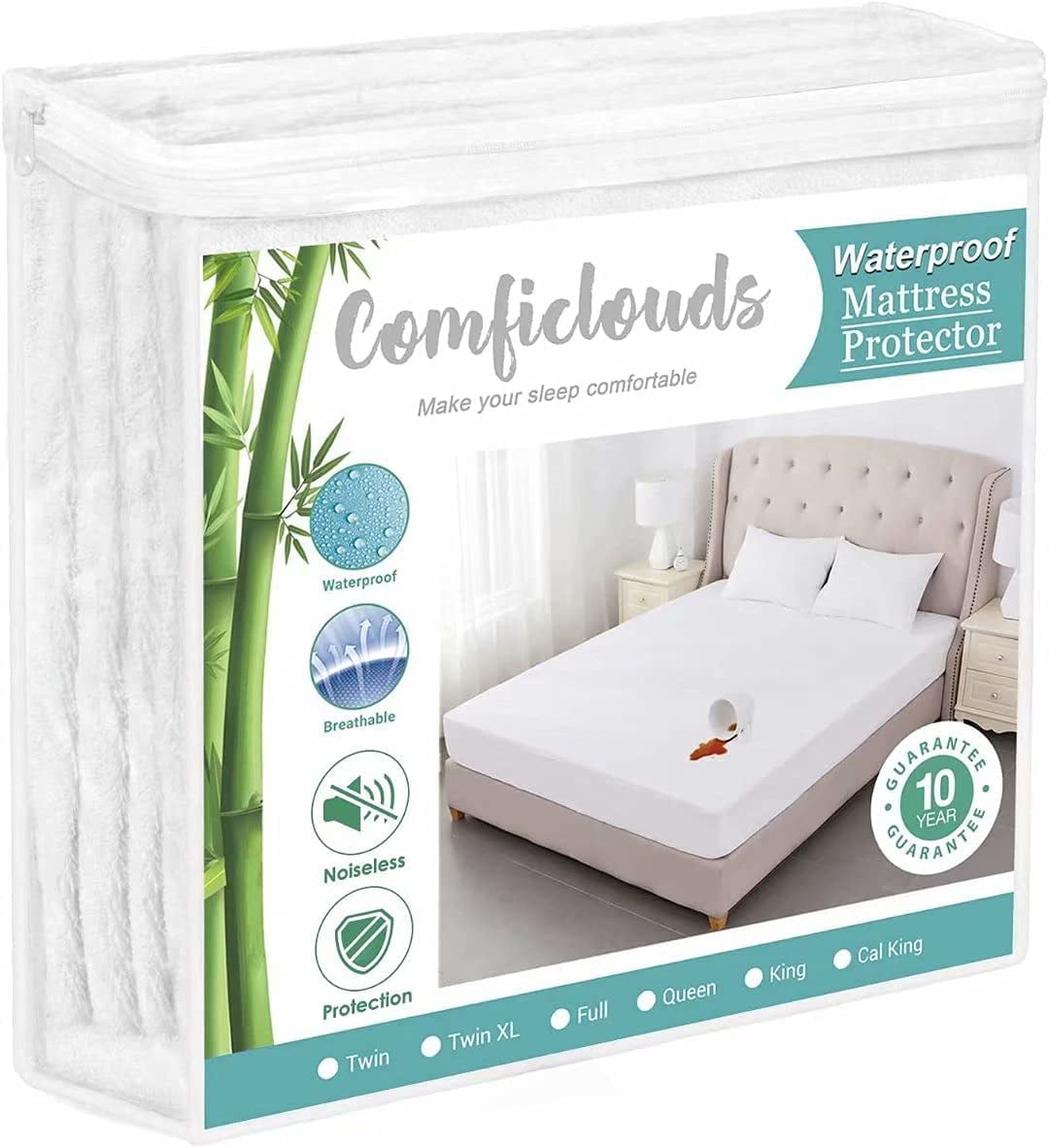 Cooling Bamboo Mattress Protector Deep Fitted Pocket Matress Pad Plush Quiet New 
