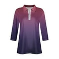 thumbnail image 6 of Xqxayjr Women's Quarter Zip Sweatshirt Tops Casual Graphic 3/4 Sleeve Ombre Gradient Collared Fall Sweaters Tops Comfy Round Neck Shirts Plus Size Outfits, 6 of 7