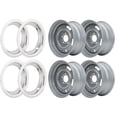 thumbnail image 2 of Speedway Motors GM Style 15 x 8 Inch Rally Wheel Set with 5 x 4.75” BP and 4.25” Backspacing, Silver Painted Finish, Includes Polished Stainless Steel 3” Beauty Rings, Set of 4, 2 of 7