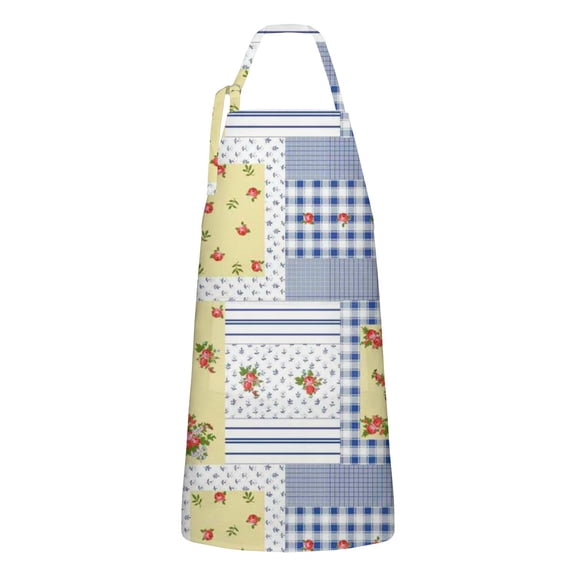 Pioneer Flower Floral Print Pattern Apron-Garden Aprons for Women with Pockets-Cotton Linen Waterproof Kitchen Cooking Gardening Aprons Adjustable for Kitchen,Cooking,BBQ and Salon 33x27 Inch