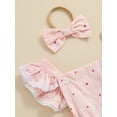 thumbnail image 5 of Bagilaanoe Newborn Baby Girl Summer Rompers Flower Print Fly Sleeve Bodysuits + Headband 6M 12M 18M 24M Infant Ruffles One Piece Jumpsuit, 5 of 7
