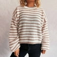 thumbnail image 2 of Tnhcen Women's Striped Knit Sweater Loose Fit Crewneck Top Soft Nylon Spandex Pullover Long Sleeve Casual Comfort Wear Black White Stripe Pattern S-XL, 2 of 5