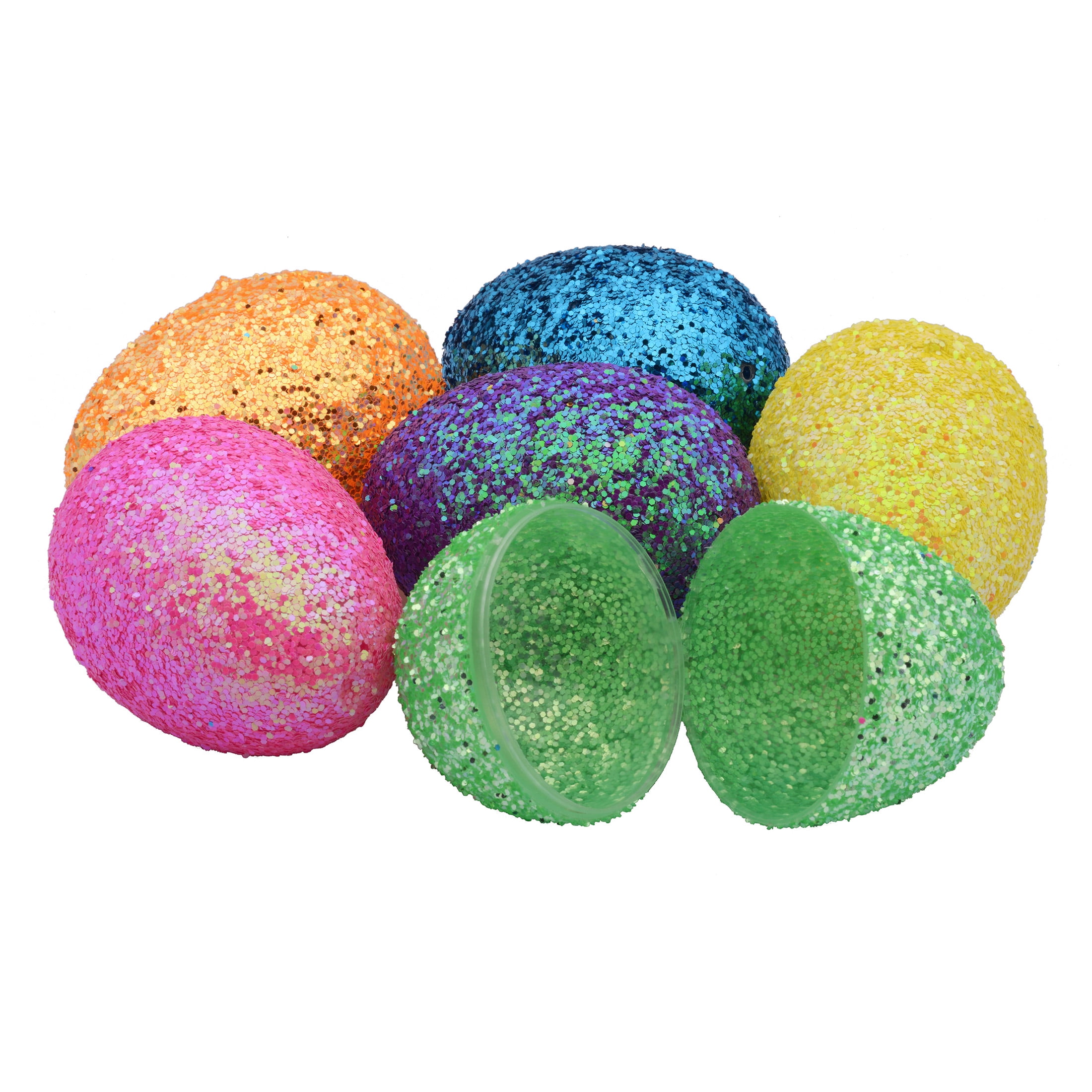 Bright Glitter Fillable Plastic Easter Eggs, 6 Count, by Way To Celebrate, 55MM