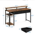 thumbnail image 5 of Computer Desk with Drawers and Storage Shelves, 48 inch Home Office Desk with Monitor Stand, Work Study PC Desk for Small Spaces, Rustic Brown, 5 of 8