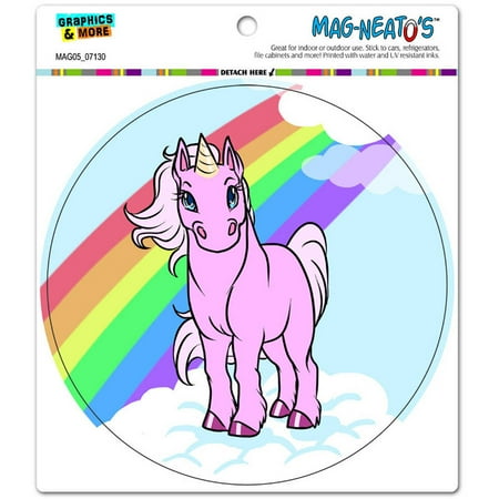 

Unicorn Pony Rainbow Pink Circle Automotive Car Refrigerator Locker Vinyl Magnet