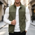 thumbnail image 4 of Riecok Fleece Vest for Men with Pockets Sleeveless Stand Collar Zip up Jackets Thermal Solid Warm Casual Outerwear Army Green L, 4 of 6