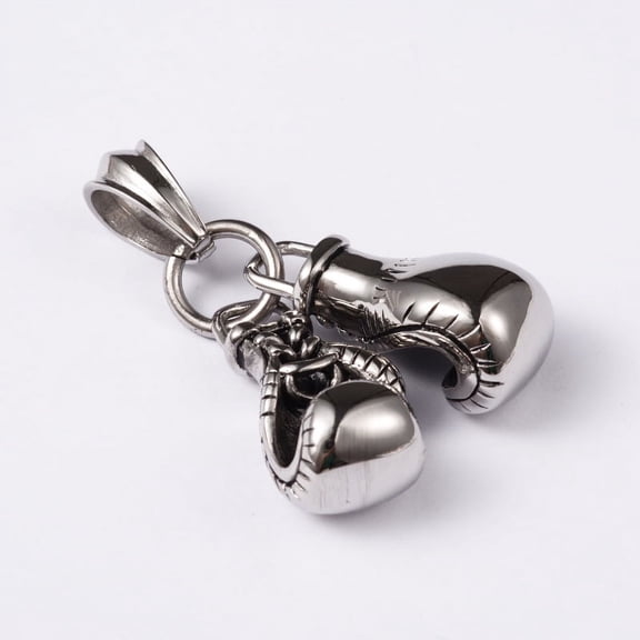 304 Stainless Steel Pendants Boxing Gloves Gym Charms Silver 31x16x14mm Hole: 13.5x8mm