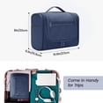 thumbnail image 3 of Large Hanging Travel Toiletry Bag Dopp Kit with Hook Cosmetic Makeup Organizer with Brush Holder Water-Resistant Bathroom for Women Men, Navy Blue, 3 of 8