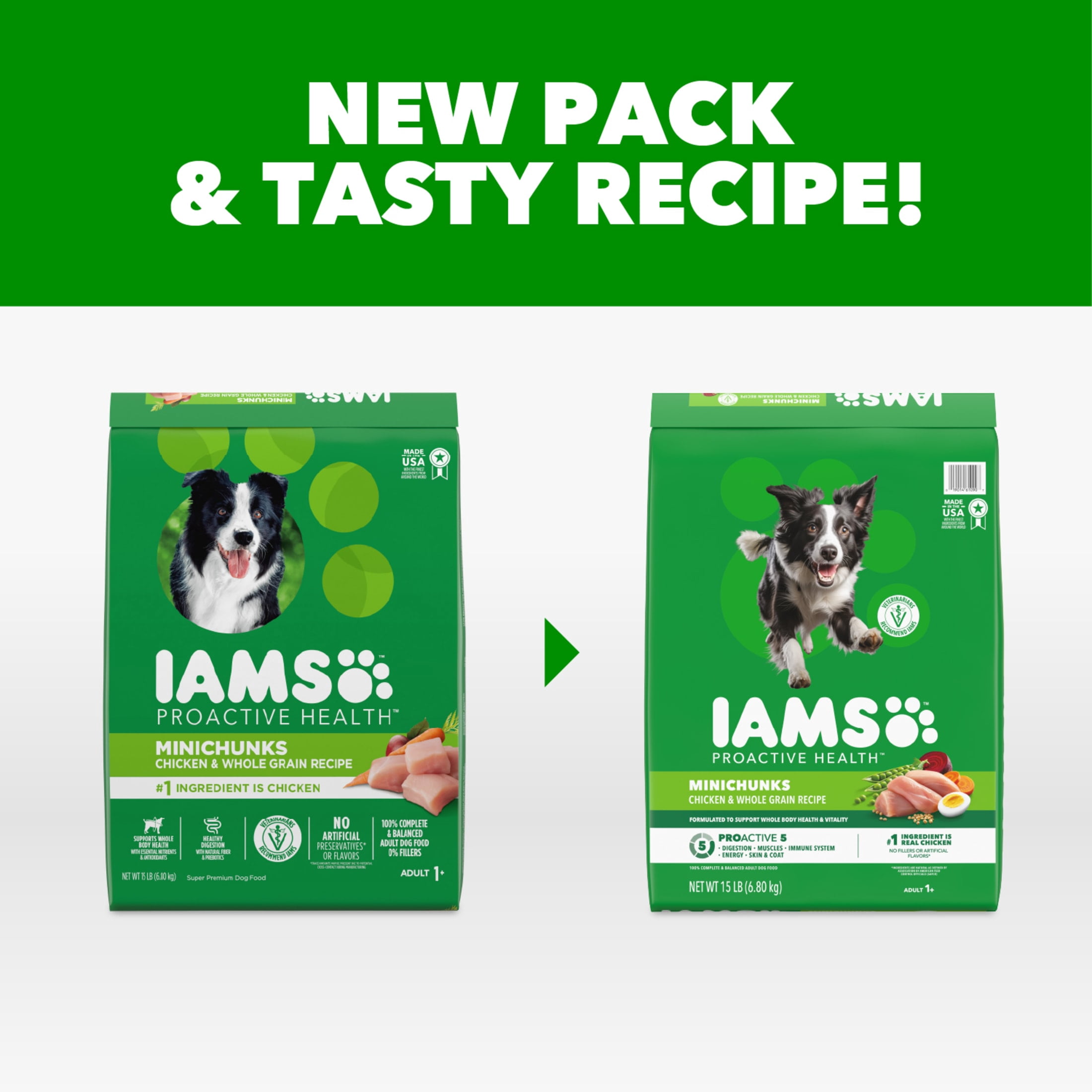 IAMS Proactive Health Minichunks Premium Dry Dog Food, Adult Dog Food Dry Recipe, 15 lb. Bag