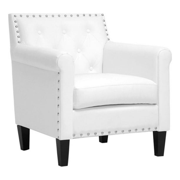 Bowery Hill Modern Faux Leather Upholstered Accent Chair in White