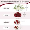 thumbnail image 6 of BLOSMON 13.7" Large Wedding Flower Ball for Table Centerpiece 2 Pcs of Artificial Red and White Rose Flores Arrangement Bouquet for Dining Birthday Party Home Decor, 6 of 8