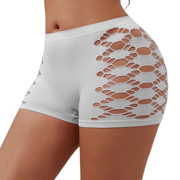 Qingpeng Women Mid Waist Hollow Out Yoga Shorts Seamless Cutout Boyshorts Breathable Underwear Size S-XL