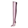 thumbnail image 5 of Womens Thigh High Boots Glitter Leather Pointed Toe Sexy Stiletto Heel Stretch Tall Boots Side Zipper Slim Fit Over the Knee Boots Purple Size 10, 5 of 5