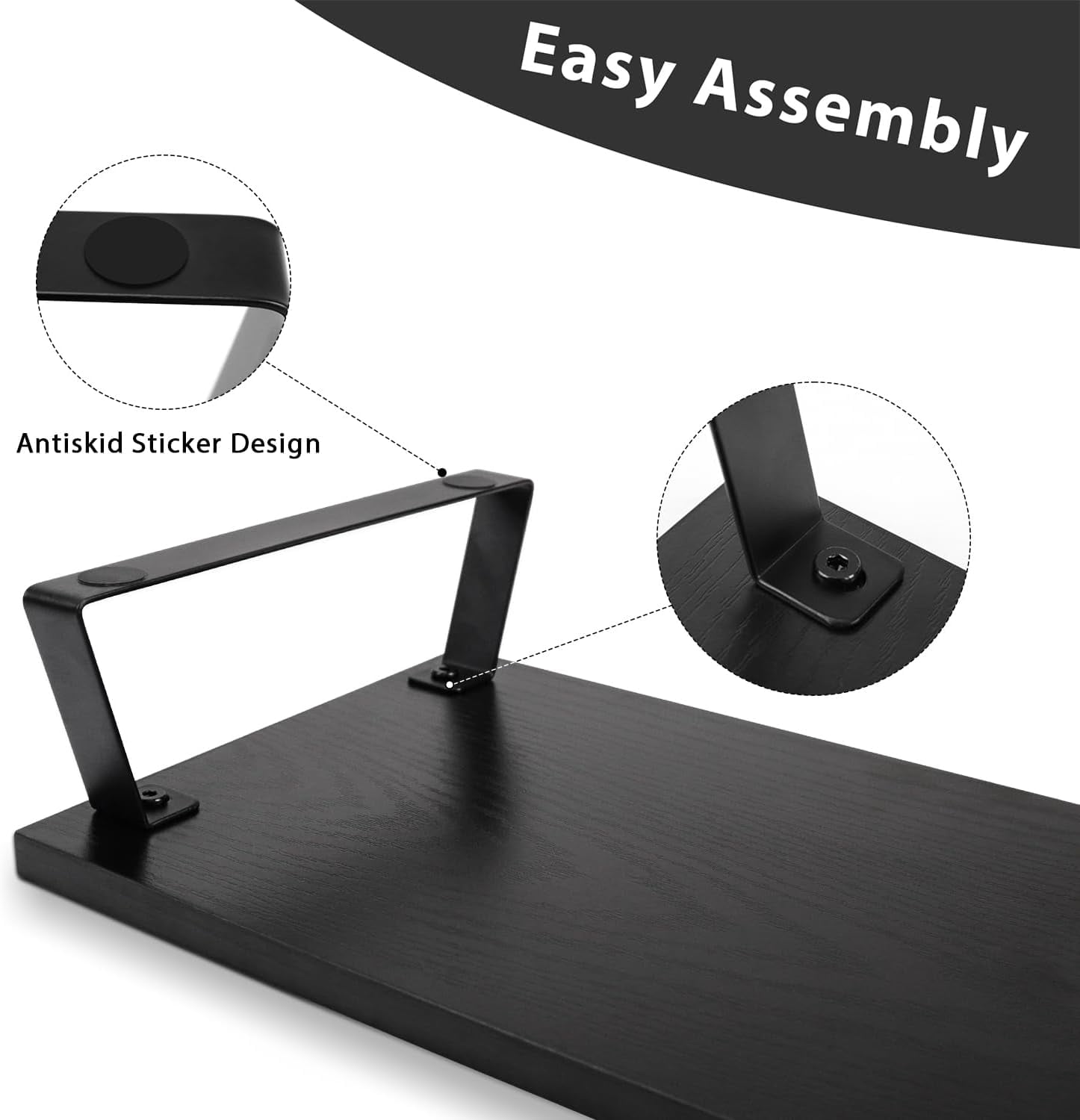 Wood Dual Monitor Stand Riser with Metal Legs and Drawer - Large Computer Desk Organizer for 2 Monitors, Laptop, Printer, TV - Black