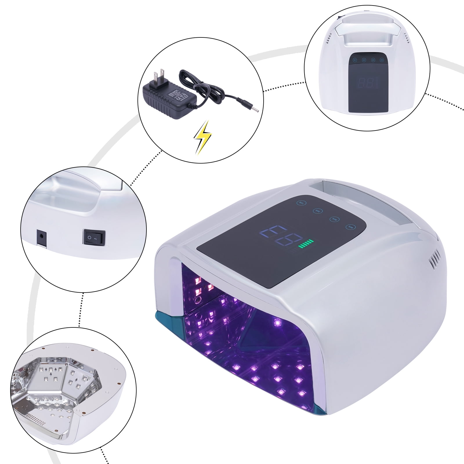 Wildnix 96W High-Power UV + LED Dual Light Nail Dryer with 42 LED Beads, Intelligent Temperature Control for Safe and Efficient Nail Curing