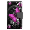 LG Rebel 2 Wallet Case - Highlighted Butterfly Pink on Black Case
