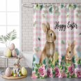 thumbnail image 6 of Shower Curtain for Bathroom Easter Rabbit Pink Buffalo Plaid Waterproof Bath Curtains Shower Curtains with Hooks,Spring Rose Flower Leaves Bathroom Curtain Privacy Drapes for Bathtubs Toilet 72x72in, 6 of 9
