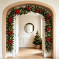 thumbnail image 7 of Bcylexb Christmas Floral Garland, 5.7 Ft Artificial Pine Needle Vines with Flower Table Decor Faux Hanging Greenery Garland for Christmas Table Stair Wall Indoor Home, 7 of 7