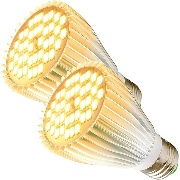 2 Pack LED Grow Light Bulb, 30W Full Spectrum Plant Light Bulb Warm LED Grow Lights for Indoor Plants Vegetables, Flowers, Houseplants and Seedlings, E26 Lamp for Greenhouse, Garden, Hydroponic