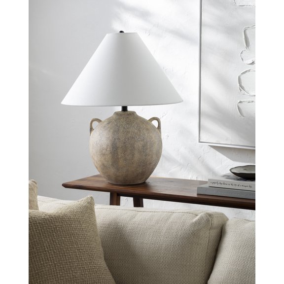 Mark&Day Table Lamps, Laurence Traditional Gray/White Bedside Table Lamp for Nightstand Bedroom, Living Room or Office (24" H x 20" W x 20" D)