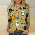 thumbnail image 2 of Enjoytime Plus Size Womens Clothing Halloween Printed 3/4 Sleeve Top Casual Round Neck Cute Blouses Gothic Graphic Loose Shirts, 2 of 5