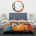 thumbnail image 3 of Designart "Retro Portraits Mid Century Orange Nostalgia II" Fashion Bedding Covert Set - Abstract Midcentury Orange Abstract Bed Set With 1 Sham, 3 of 6