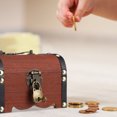 thumbnail image 4 of ETHZZLE 2Pcs Wooden Treasure Chest Money Boxes with Zinc Alloy Lock and Key Assorted Colors, 4 of 7