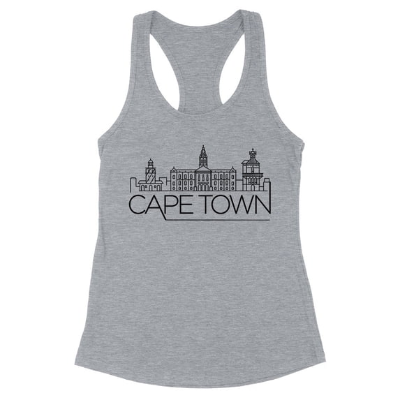 Skyline Cape Town South Africa Tank Top Fitted Racerback Women's Small Heather Grey