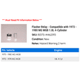 thumbnail image 2 of Flasher Relay - Compatible with 1972 - 1980 MG MGB 1.8L 4-Cylinder 1973 1974 1975 1976 1977 1978 1979, 2 of 2