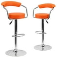 thumbnail image 2 of Flash Furniture Taft 2 Pk. Contemporary Orange Vinyl Adjustable Height Barstool with Arms and Chrome Base, 2 of 8