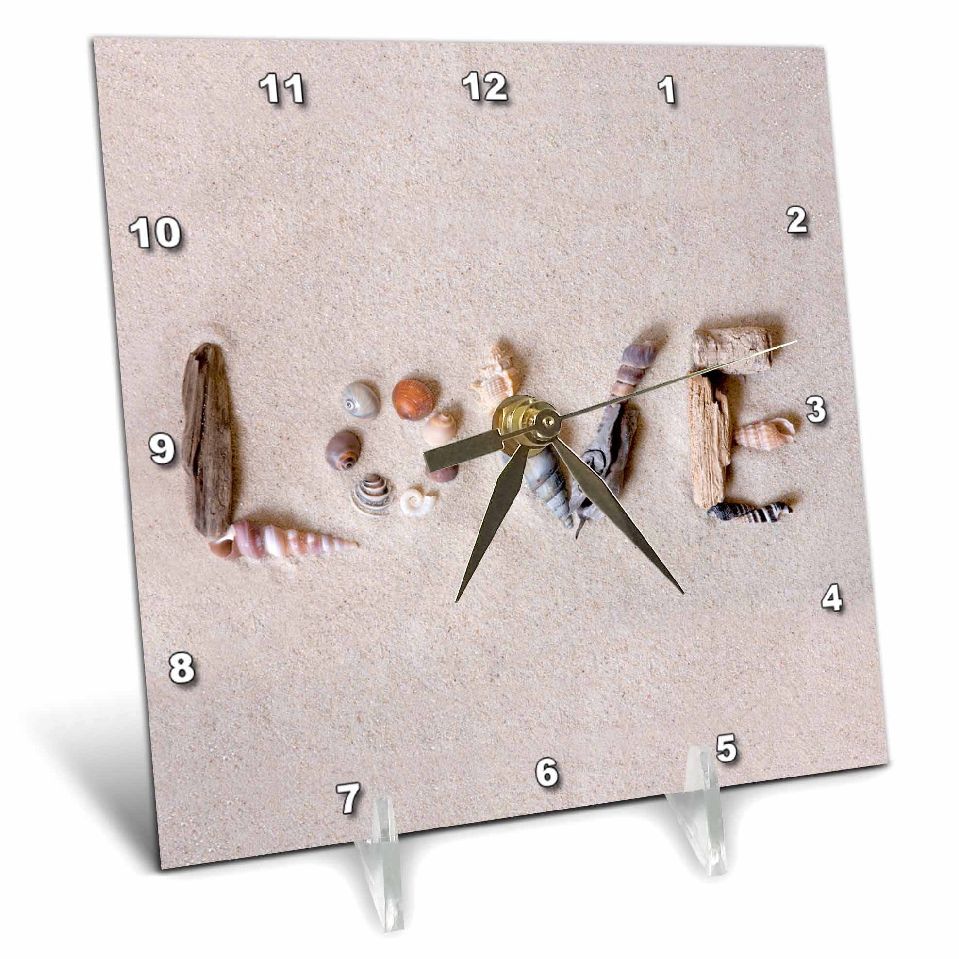 6 by 6-Inch 3dRose dc_18683_1 She Sells Sea Shells Desk Clock 