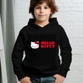 thumbnail image 3 of Hello Kitty Hoodie with Cuffed Sleeves Anime Gifts for Boys Girls Black 4-5y, 3 of 5