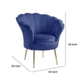 thumbnail image 5 of Lotus 34 Inch Barrel Accent Chair with Scalloped Back, Padded, Blue Velvet- Saltoro Sherpi, 5 of 5