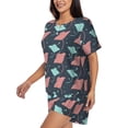 thumbnail image 3 of Womens Pajama Sets With Pocket, Cute stingray Lounge Sets Short Sleeve Sleepwear PJ Sets for Women, 3 of 6