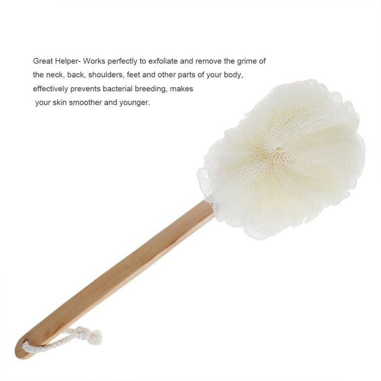 2Pack Back Scrubber for Shower, Qewro Loofah on a Stick as Shower Brush  Exfoliating Body with Long Handle, Loofah Sponge Mens Loofah Bathing