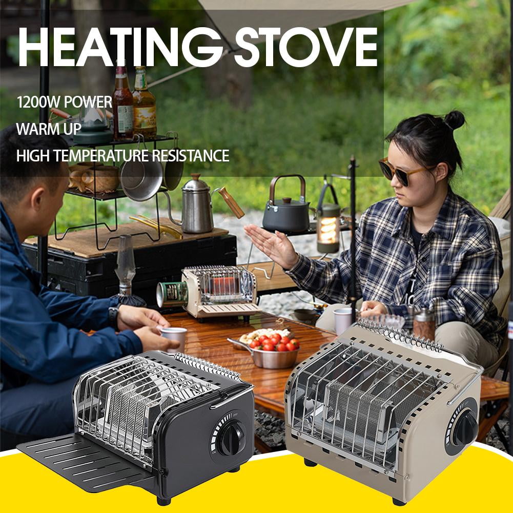 Portable Heater Camping Stove, Adjustable Temperature Outdoor Camping Heating Cooking Stove with Insulated Shelf & Handle, 3 in 1 Hands Warmer Equipment for Tent, Fishing, Hiking