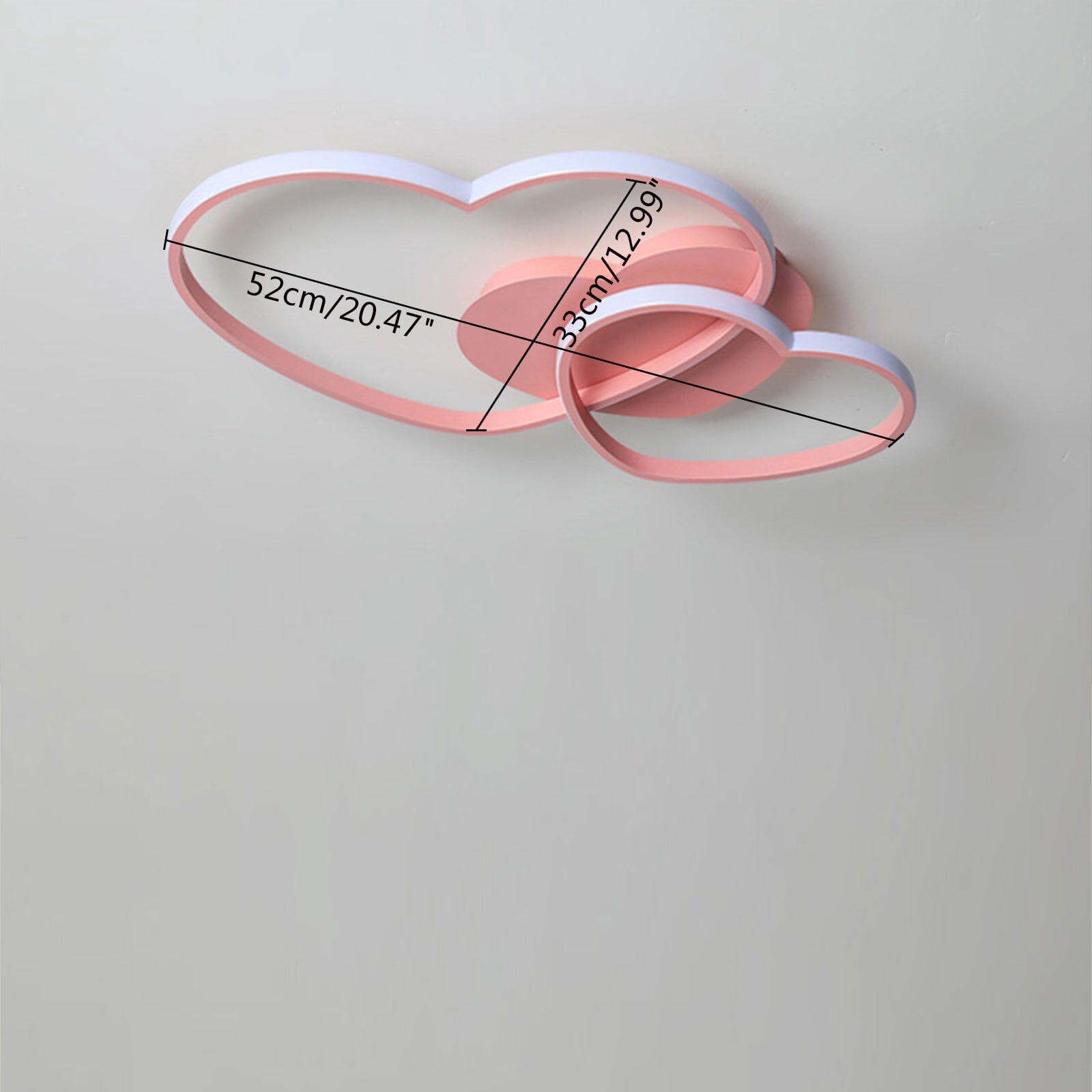 20.47*12.99 Elegant Pink Heart-shaped Ceiling Light Flush Mount Lighting Fixture for Living Room, Bedroom