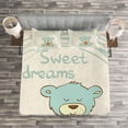 thumbnail image 3 of Ambesonne Saying Quilted Bedspread Set 3 Pcs, Teddy Bear Sleep, Queen Size, Pale Blue Eggshell, 3 of 3