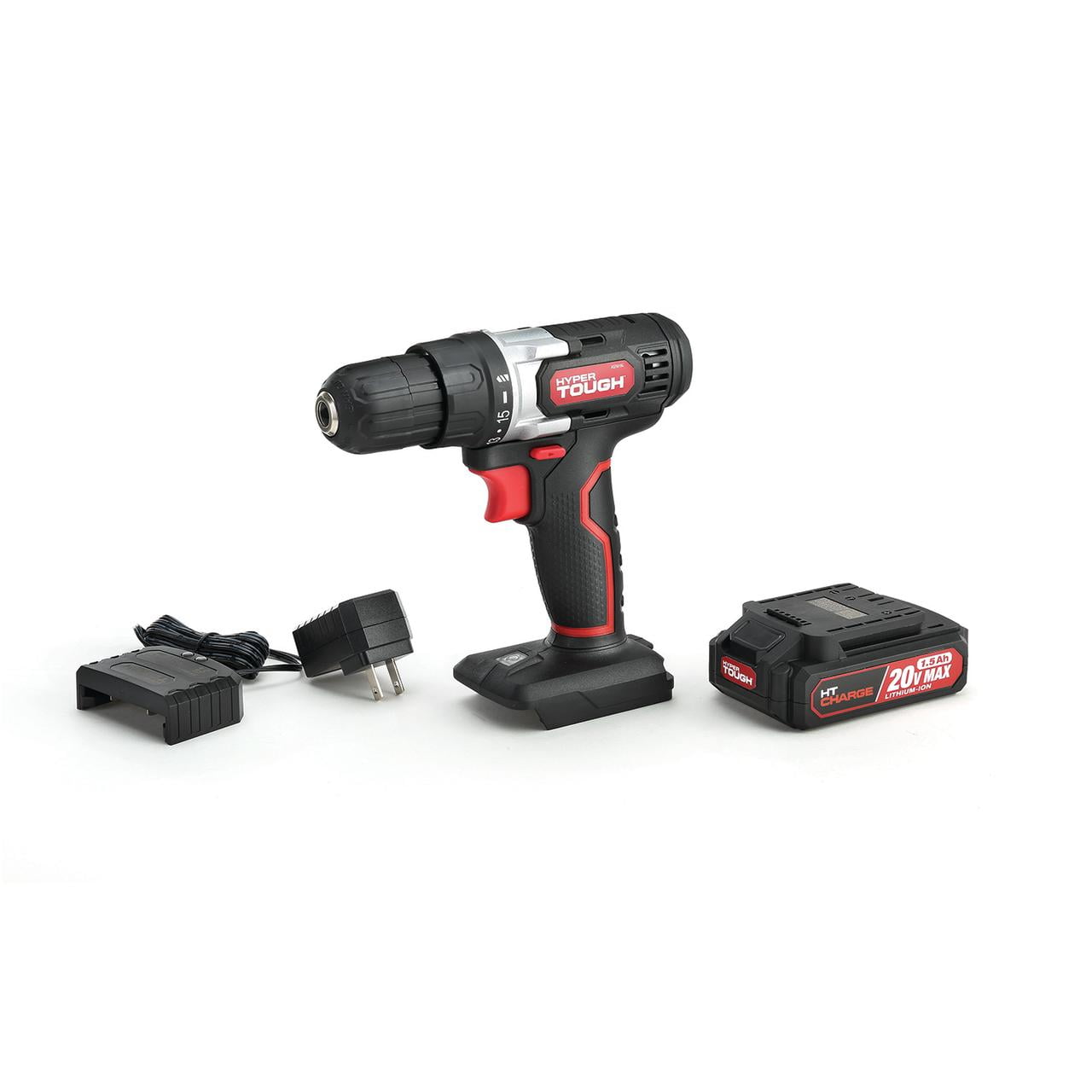Hyper Tough 20V Max Lithium-Ion Cordless Drill, Variable Speed with 1.5Ah Lithium-ion Battery and Charger